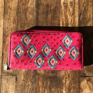 Pink western billfold/ clutch